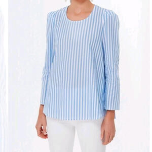 Pomander Place Tuckernuck Medium Blue Striped Bedford Top Preppy Nautical QR12-3